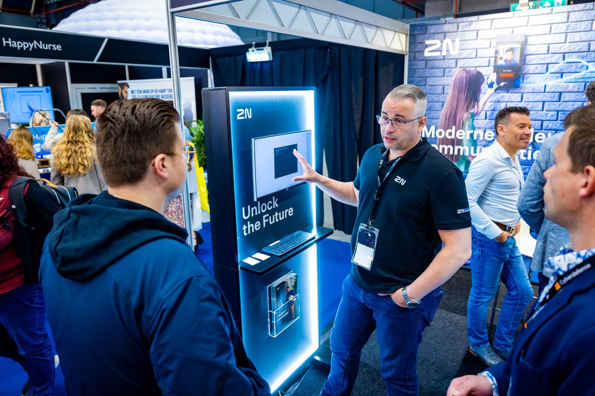 Interaction at a trade show stand at the Jaarbeurs